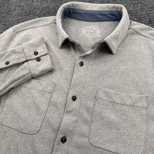 Laguna Button Up Shacket Shirt Men's‎ Size Large L/S Gray Double Pockets Soft